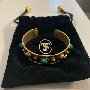 Women’s Sylvia Toledano studs and turquoise cuff  bracelet.